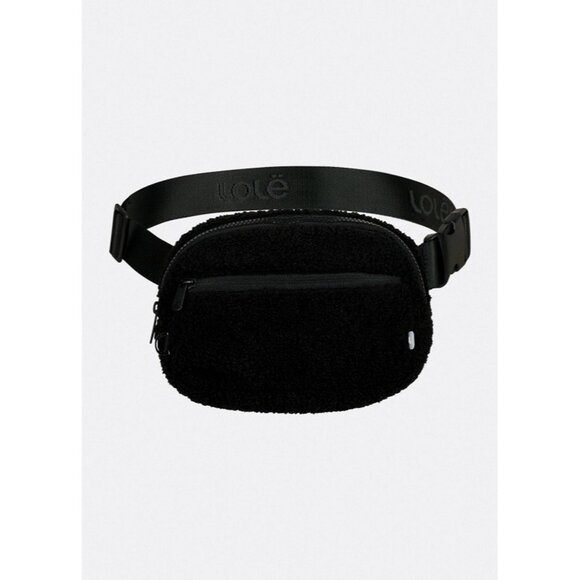 NWT Lole Jamie Teddy Belt Bag Black Faux Shearling Crossbody Cozycore Minimalist - Picture 1 of 7